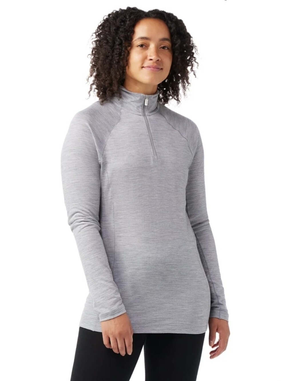 Women Smartwool Merino Wool Long Sleeve Base Layer Top Gray Large Outdoor
